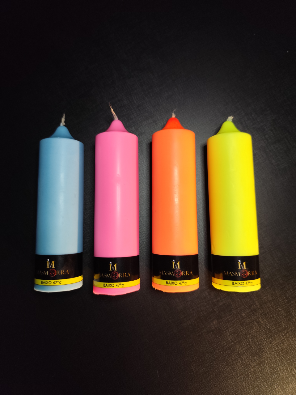 Vela Wax Play Grossa - Kit Fluorescente | 4 un - Masmorra Velas Premium